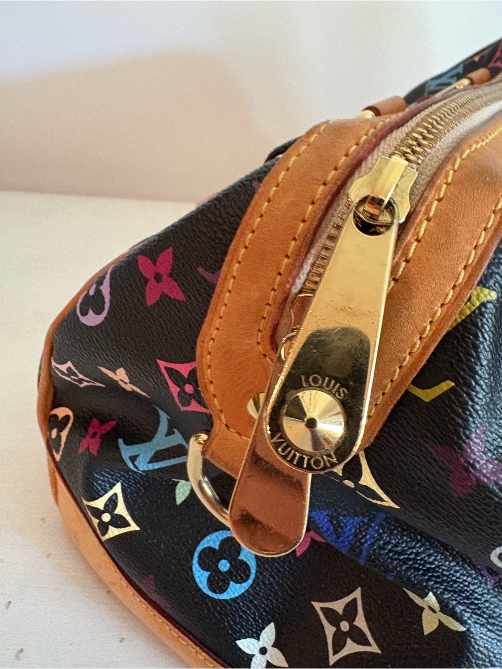 LOUIS VUITTON Courtney MM Black Monogram Multicolor Canvas Satchel Bag - Picture 12 of 16
